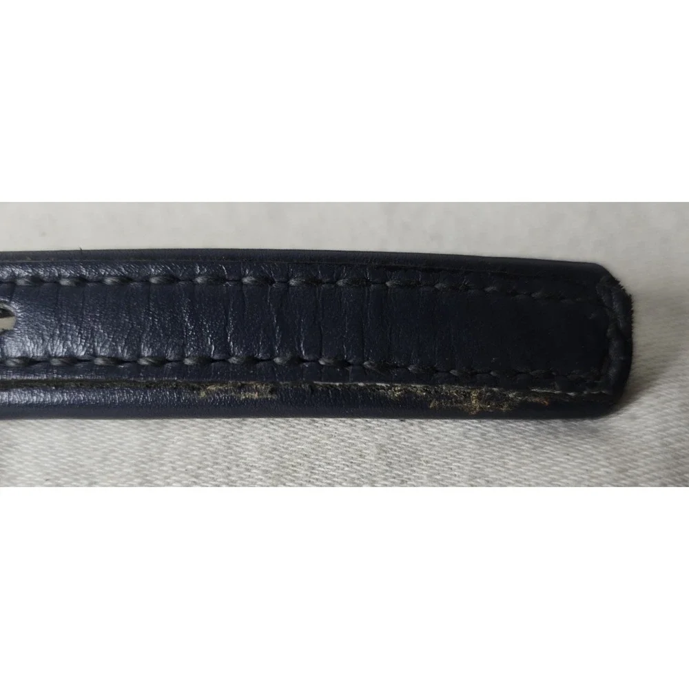 Dun Dee Vintage Belt‎ Strap Full Grain Cowhide Size 28 Blue with Silver Edge